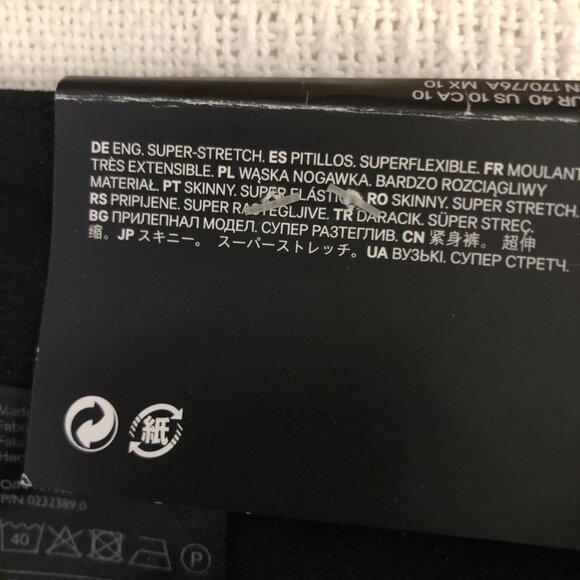 NWT - H&M Jeans Super Skinny Fit Black Denim Stretch Mid Rise Size 30 B82 - Picture 9 of 10